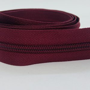 CIERRE POR METRO CADENA NYLON N5 (6mm) X 10m + 10 Deslizadores Marroquineros - Bordó Oscuro, Rollos