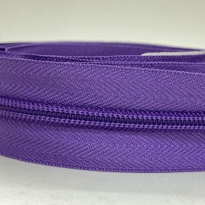 CIERRE POR METRO CADENA NYLON N5 (6mm) X 10m + 10 Deslizadores Marroquineros - Lila Oscuro, Rollos