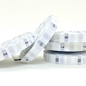 ETIQUETAS DE TALLE BORDADO BLANCO x 10 ROLLOS