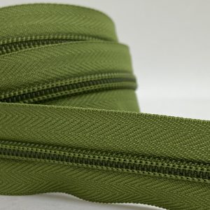 CIERRE POR METRO CADENA NYLON N5 (6mm) X 10m + 10 Deslizadores Marroquineros - Verde Oliva, Rollos