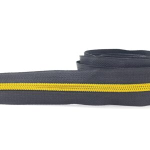 CIERRE POR METRO CADENA NYLON N5 (6mm) X 10m Gold - Negro, Rollos