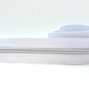 CIERRE POR METRO CADENA NYLON N5 (6mm) X 10m Silver - Blanco, Rollos