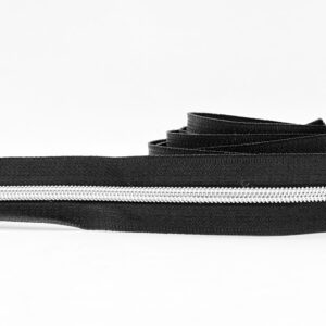 CIERRE POR METRO CADENA NYLON N5 (6mm) X 10m Silver - Negro, Rollos