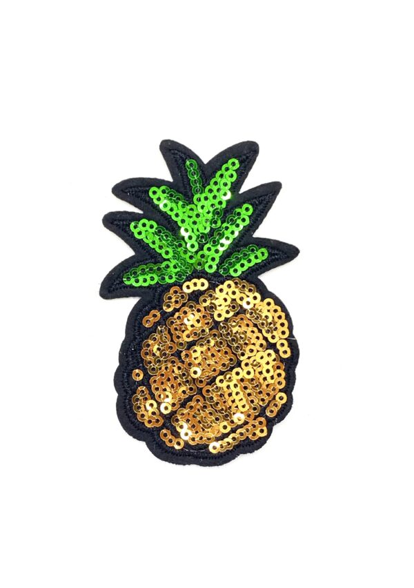 Parche Bordado Termo Adhesivo / Piña Dorada X 10 unidades
