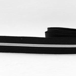 CIERRE POR METRO CADENA NYLON N3 (4mm) X 10m Silver - Negro, Rollos