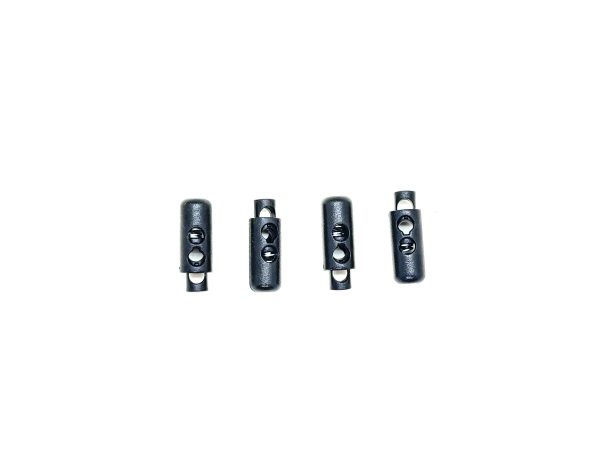 TANCA DOBLE NEGRO CILINDRICO X 100 UNIDADES PARA CORDÓN ELASTICO