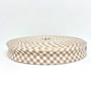 CINTA AL BIES CUADRILLE DE POPLIN ALGODON 2CM X 25m - BEIGE, ROLLOS
