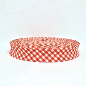 CINTA AL BIES CUADRILLE DE POPLIN ALGODON 2CM X 25m - NARANJA, ROLLOS